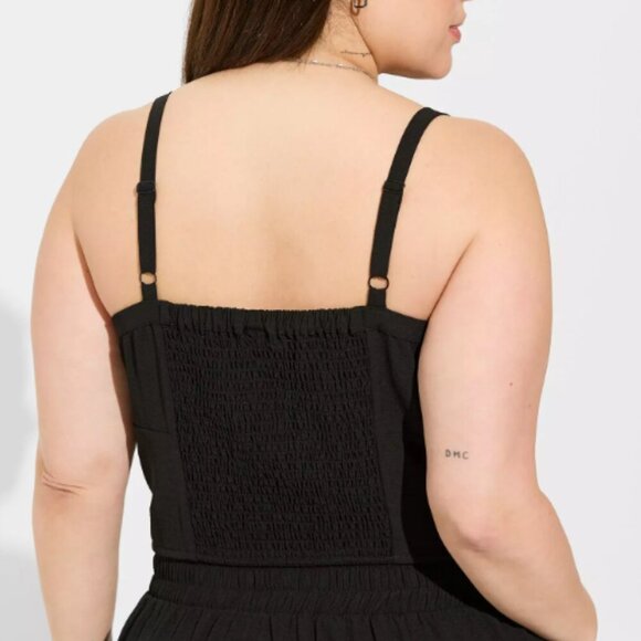 NWT TORRID | Seersucker Sleeveless Bralette Crop Tank Top | Sz. 0/L/12 - Picture 3 of 9